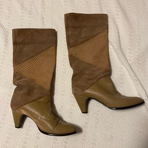 Vintage brown leather and suede boots